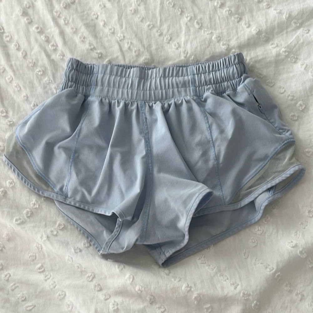 Light blue lululemon hotty hot shorts 2.5”